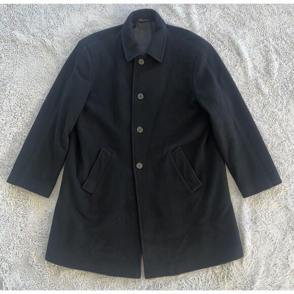 Metropolitan View Bloomingdale's Vintage Men’s Wool Cashmere Overcoat Black 44R - Picture 1 of 10